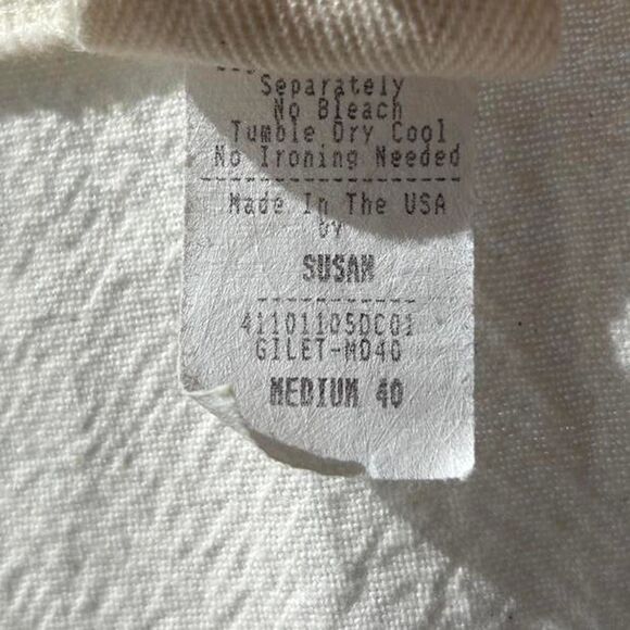 Made in USA Vintage Natural Cotton Ecru Long Chore Jacket Medium Womens - Picture 4 of 4